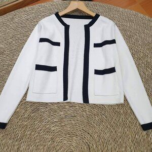 Chic Black & White Knit Cardigan Jacket Boutique